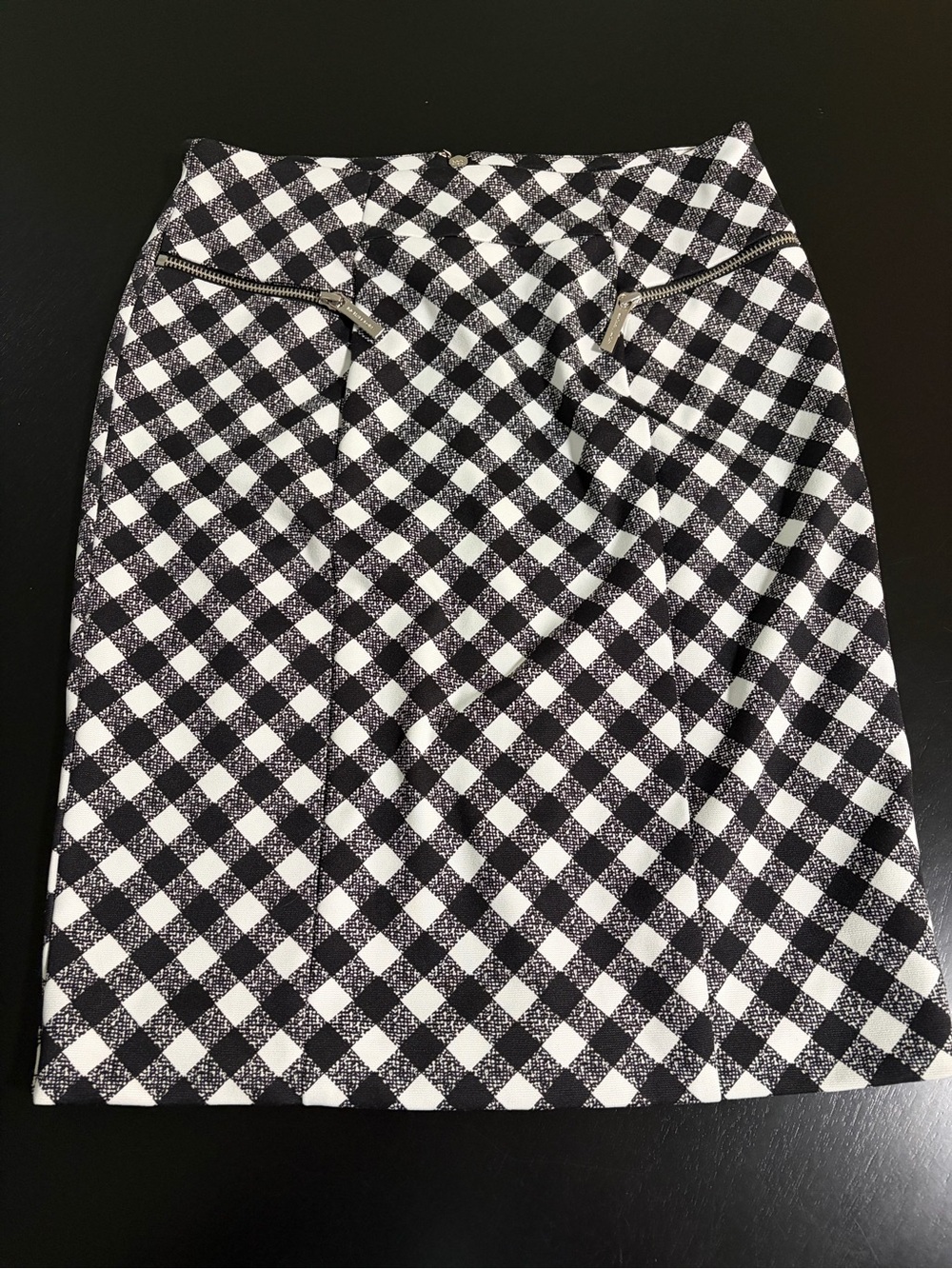 Michael Kors Black and White Checkered Pencil Skirt Size 2